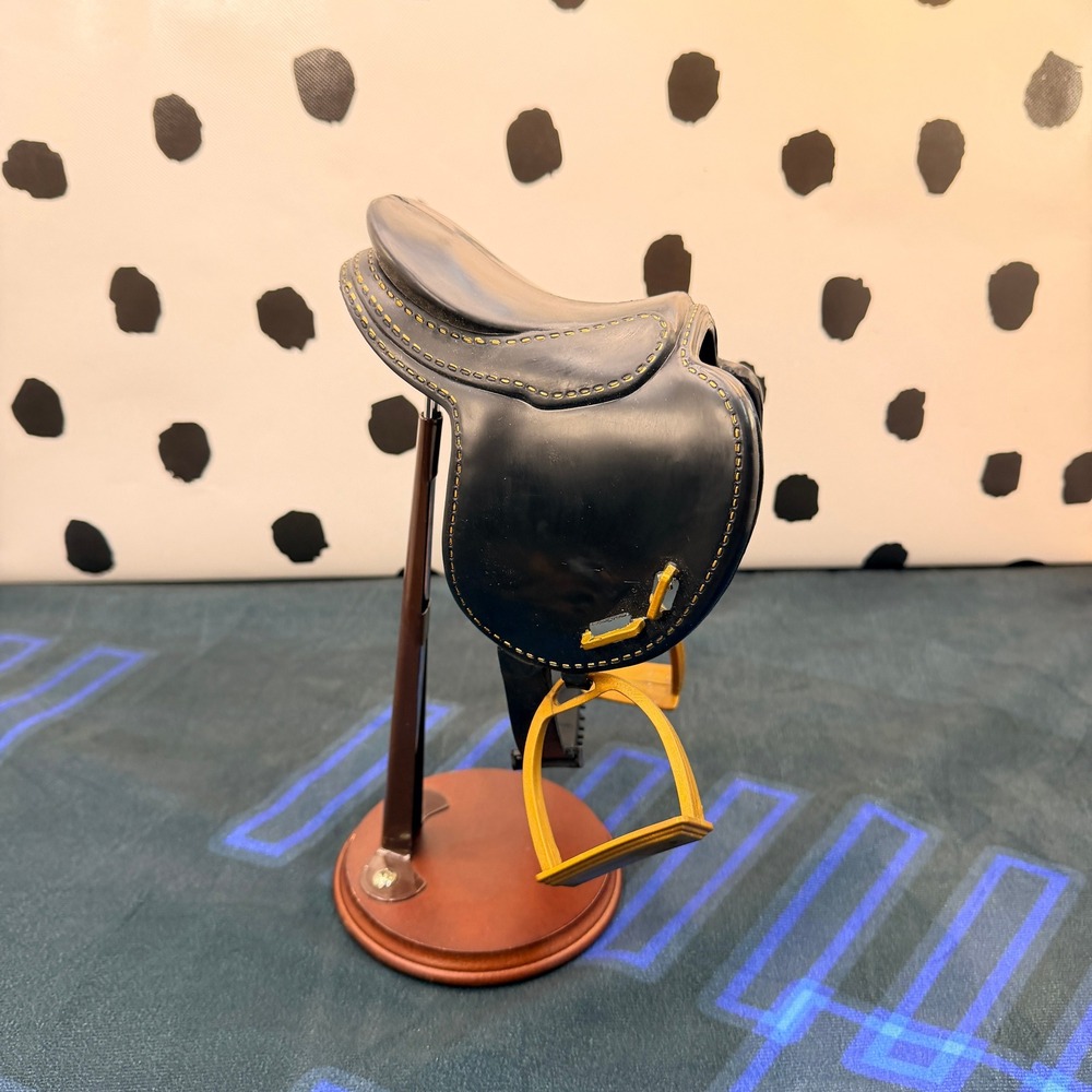 Battat Traditional English Jumping Saddle Tack Molded Black Gold Stitch